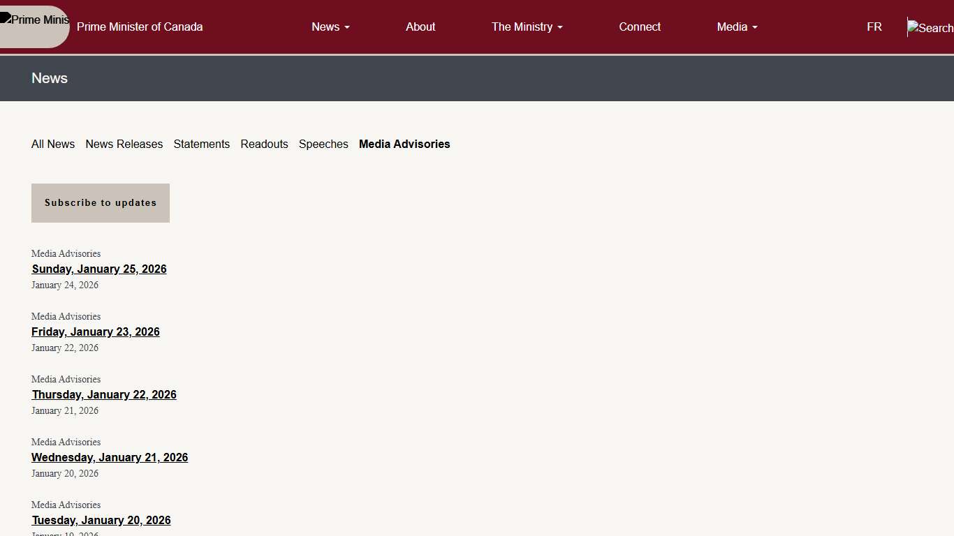 News Prime Minister of Canada